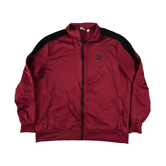 Puma Burgundy Track Jacket Long Sleeve Full Zip‎ Sz XXL - Picture 1 of 7